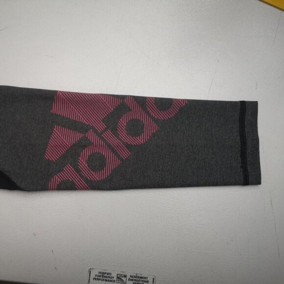 Adidas Ladies Size XS Grey w/ Black & Pink Accents Elastic Waistband Leggings - Picture 8 of 11
